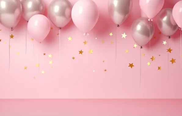 Stars, balls, balloons, wall, holiday, balls, Christmas, New year