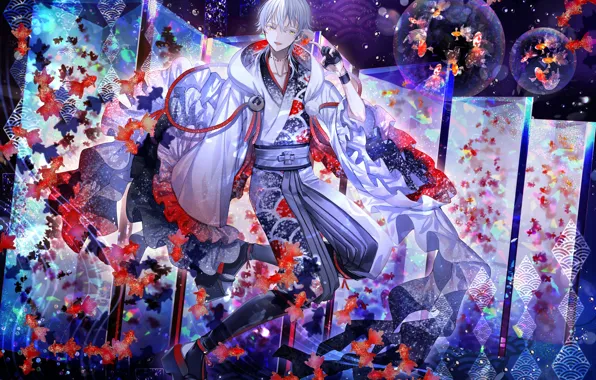 Fish, art, guy, Touken Ranbu, Dance of swords