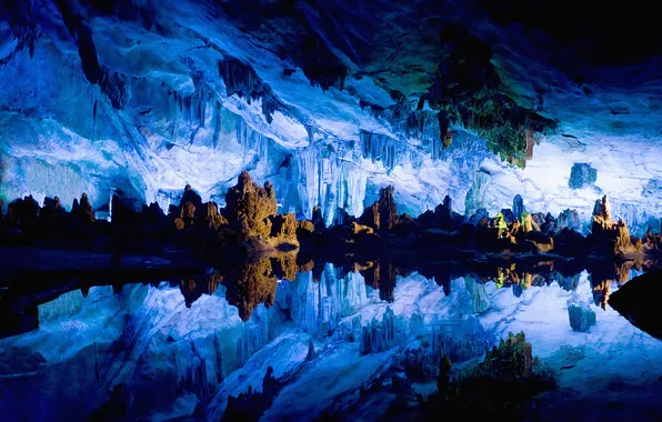 Picture WATER, REFLECTION, SURFACE, MIRROR, The GROTTO, RELIEF, CAVE, STALACTITES
