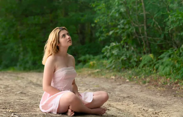 Picture summer, girl, nature, pose, sweetheart, dress