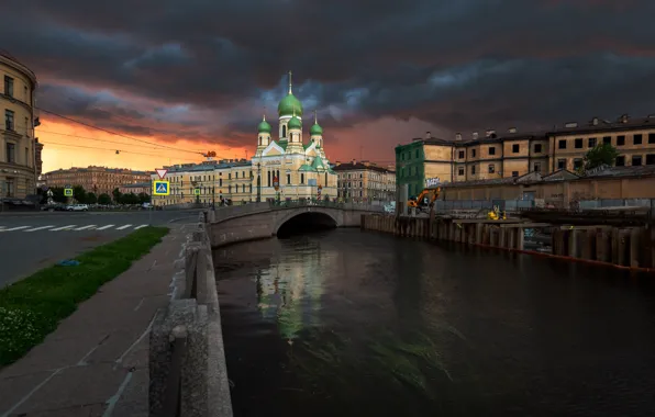 Picture clouds, the city, building, home, Peter, Saint Petersburg, temple, Gordeev Edward