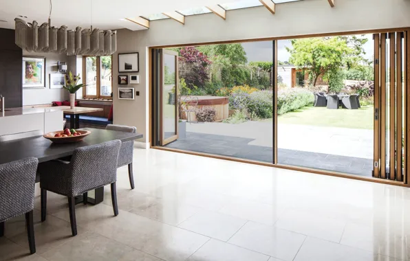 Space, interior, kitchen, terrace, dining room