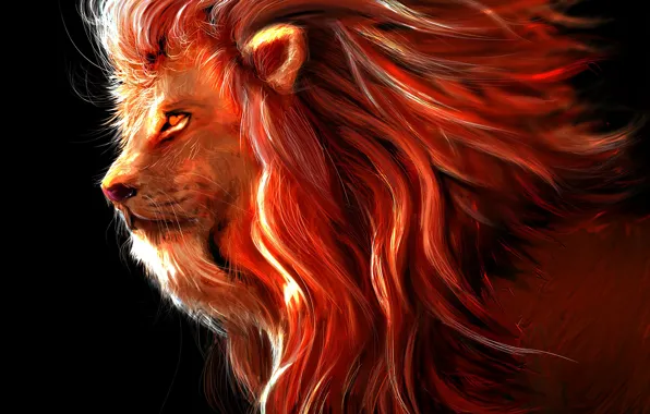 Picture wallpaper, art, lion, predator, painting, rendering, digital art, big cat