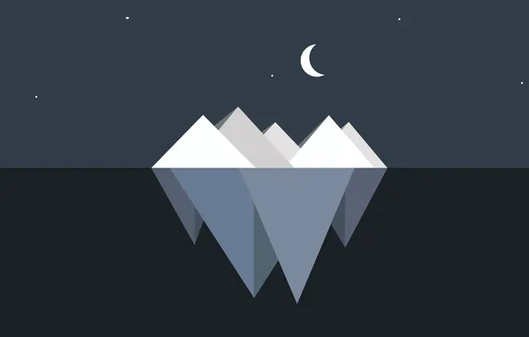 Sea, stars, night, reflection, a month, glacier