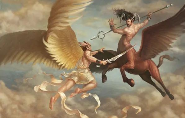 Weapons, figure, angels, art, the battle