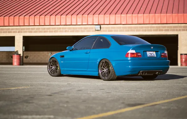 BMW, Blue, E46, Rear View, M3