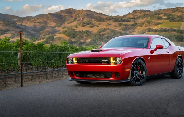 Dodge, Challenger, Red, Hellcat