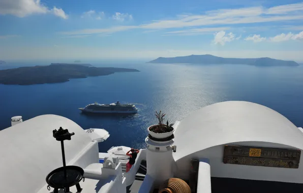 Picture sea, landscape, view, Greece, liner, Santorini