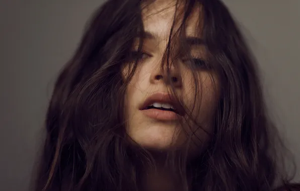 Girl, face, hair, brunette, lips