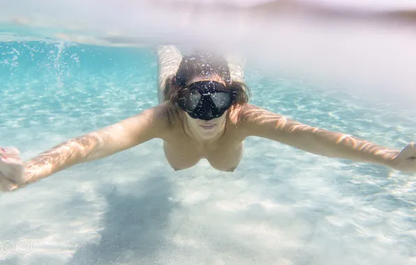 Chest, pose, model, mask, sexy, under water, model, sexy