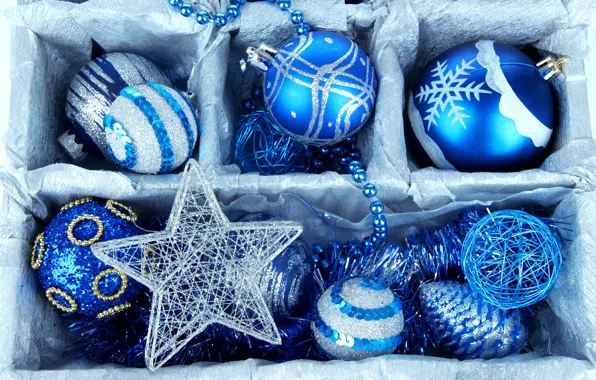 Picture winter, balls, box, balls, toys, New Year, Christmas, beads