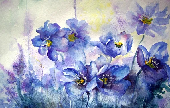 Flowers, picture, watercolor