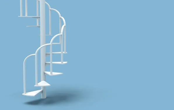 Picture white, interior, minimalism, ladder, steps, blue background