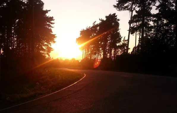 Picture Sunset, Road, Belarus