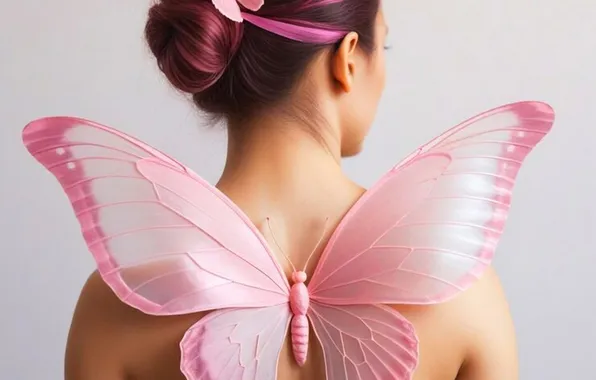 Girl, butterfly, back, wings, generated by AI
