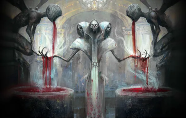 Death, blood, skeleton, skull, the altar, sacrifice, Magic the Gathering