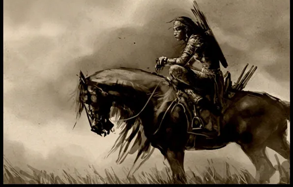 Picture warrior, womam, native american, Woman warrior