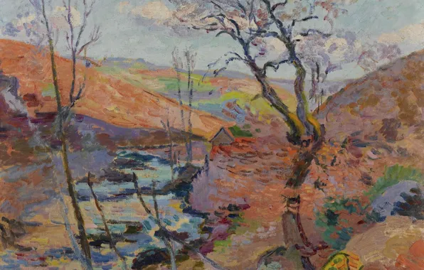 Landscape, house, river, picture, Arman Hyomin, Armand Guillaumin, The Clos des Bouchardons