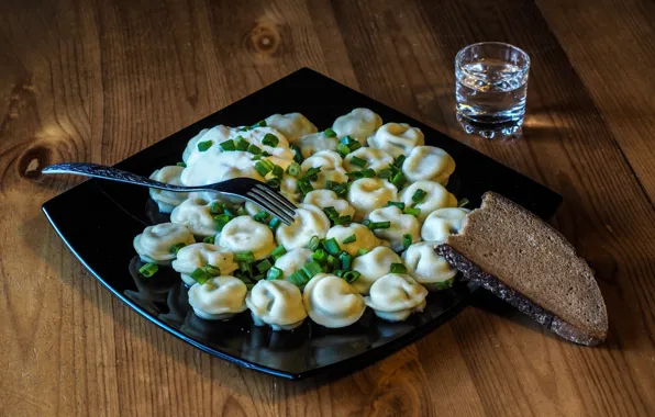 Bow, bread, vodka, dumplings