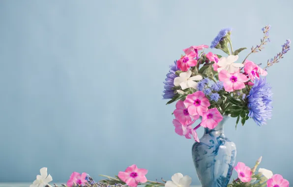 Picture flowers, table, bouquet, vase, Phlox, Maya Kruchenkova