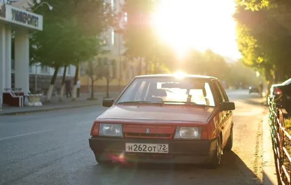 Tuning, red, Lada, lada, Lada, stance, 2109