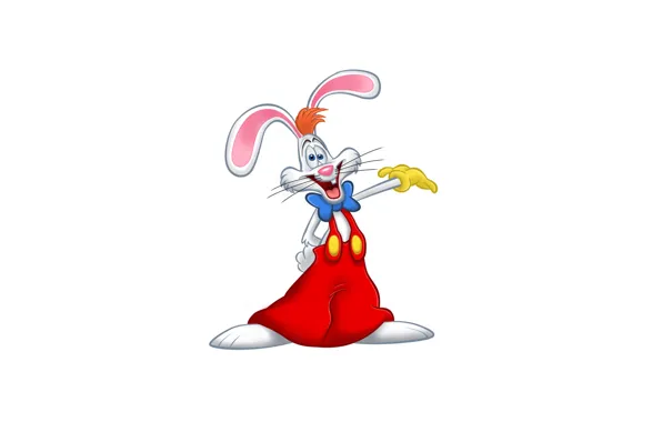 Hare, white background, eared, Who framed Roger rabbit, Who Framed Roger Rabbit, red pants