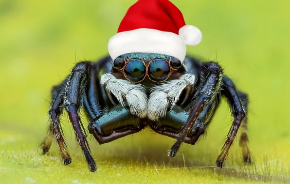 Picture look, macro, red, background, photoshop, new year, spider, the trick