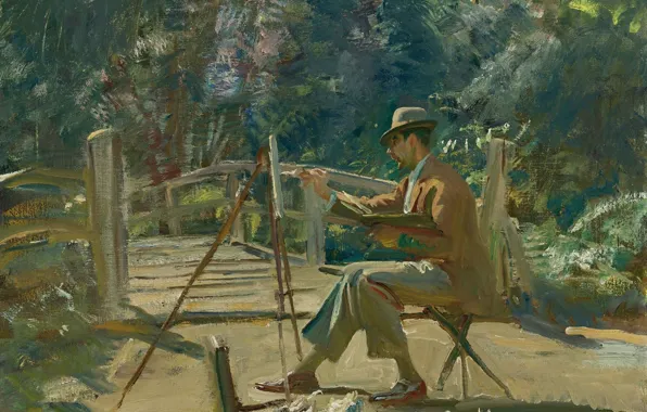 Picture portrait, picture, Alfred James Munnings, Alfred James Munnings, Maurice Codner Making Sketches