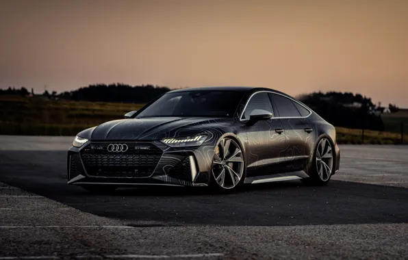 Picture asphalt, Audi, black, RS 7, 2020, V8 Biturbo, RS7 Sportback, 4.0 L.