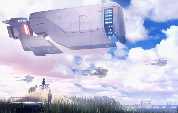 Machine, the sky, future, spaceship