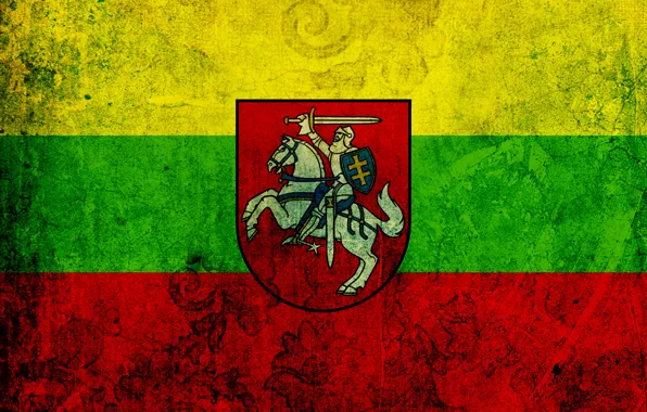 Flag, rider, coat of arms, Chase, The Republic Of Lithuania, The Republic Of Lithuania, Lithuania, …