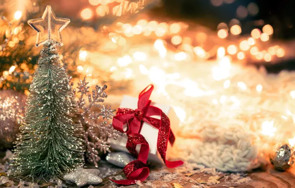 Gift, lights, Christmas, New year, herringbone, snowflake