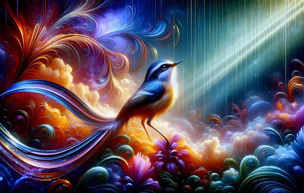 Rays, bird, curls
