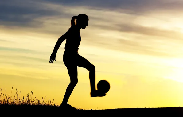 Picture nature, dawn, football, people, silhouette, athlete, freestyle, nature