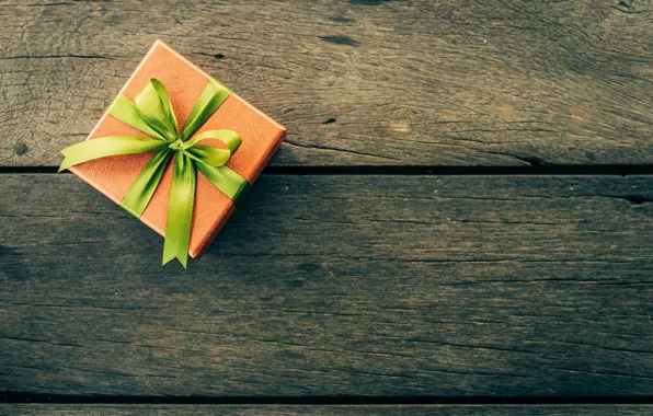 Gift, tape, green, wood, ribbon, gift box, korbka