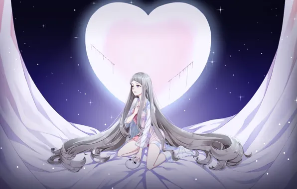 Girl, heart, skull, wounds