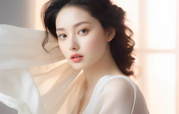 Look, girl, pose, portrait, makeup, Asian, AI art, neural network