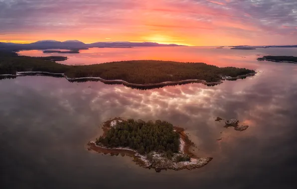 Picture Islands, sunrise, horizon, the beauty of nature, Mikhail Kharitonychev