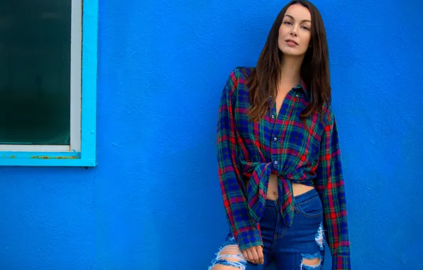 Picture look, background, model, jeans, shirt