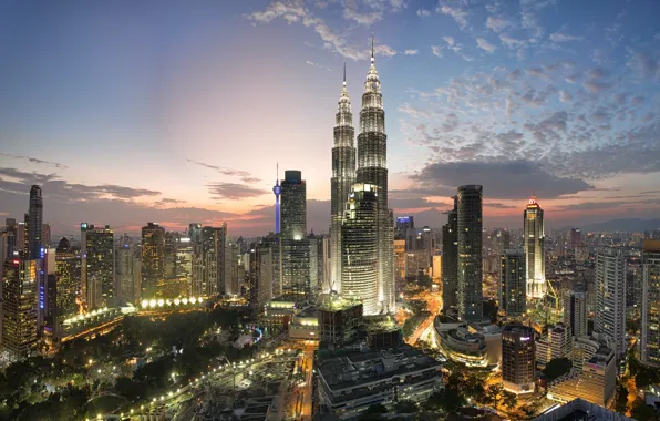 Night, the city, Malaysia, Kuala Lumpur