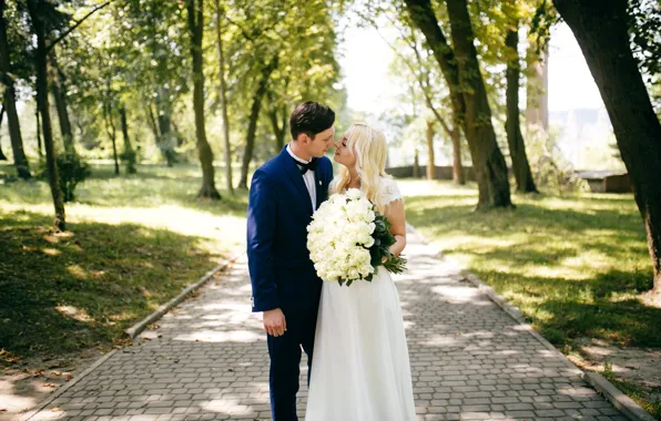 Love, flowers, Pair, wedding, the couple