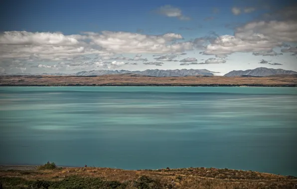 The sky, clouds, mountains, people, New Zealand, horizon, South island, Canterbury