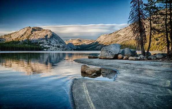 Picture mountains, lake, USA, Yosemite, national Park, Tenaya Lake