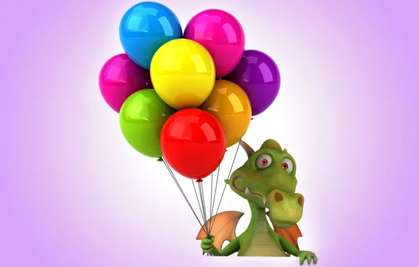 Picture balls, dragon, colorful, dragon, funny, balloons