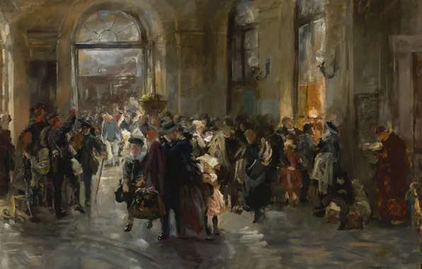 Interior, picture, Ferdinand Brutt, Ferdinand, Brett, At The Station