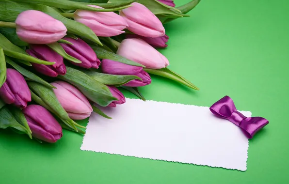 Picture bouquet, gifts, tulips, love, pink, bow, fresh, pink