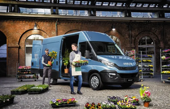 Picture Flowers, People, Iveco, Iveco Daily, Large light commercial van, Large light commercial van