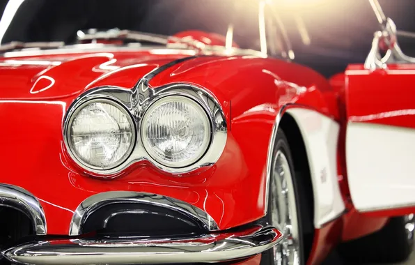 Picture macro, red, lights, tuning, corvette, Chevrolet, classic, chevrolet