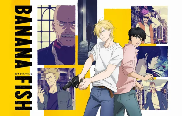 Gun, guys, mafia, Bananowa fish, Banana Fish