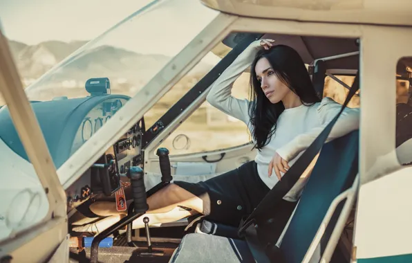 Look, girl, pose, the plane, Jessica, Nicholas David Furnari